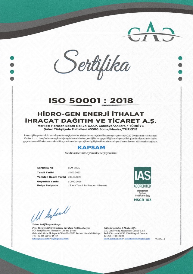 ISO 50001 ELEKTRİK ÜRETİMİ